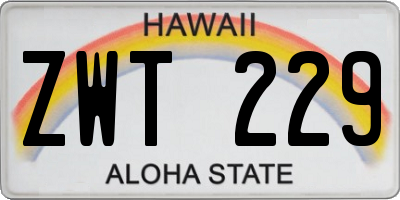 HI license plate ZWT229
