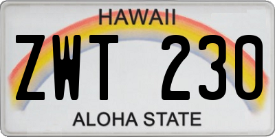 HI license plate ZWT230