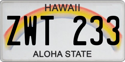 HI license plate ZWT233
