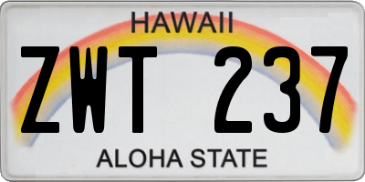 HI license plate ZWT237