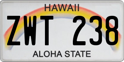 HI license plate ZWT238