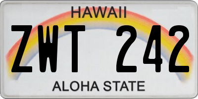 HI license plate ZWT242