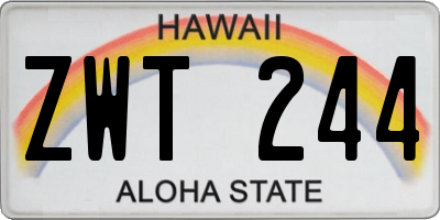 HI license plate ZWT244
