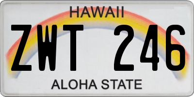 HI license plate ZWT246