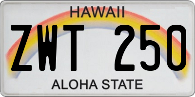 HI license plate ZWT250