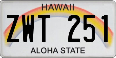 HI license plate ZWT251