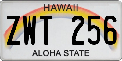 HI license plate ZWT256