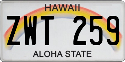 HI license plate ZWT259