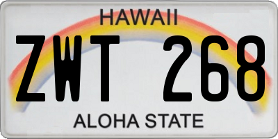 HI license plate ZWT268