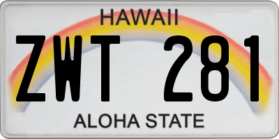 HI license plate ZWT281