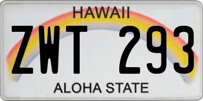 HI license plate ZWT293