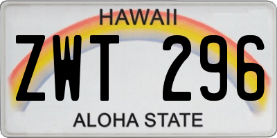 HI license plate ZWT296