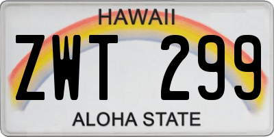 HI license plate ZWT299