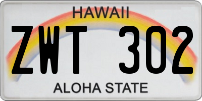 HI license plate ZWT302