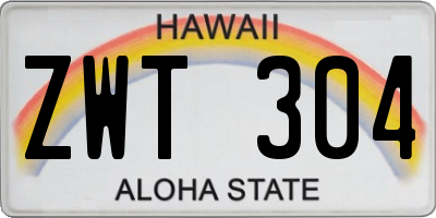 HI license plate ZWT304