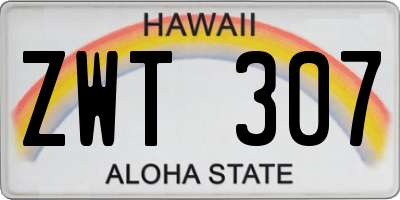 HI license plate ZWT307