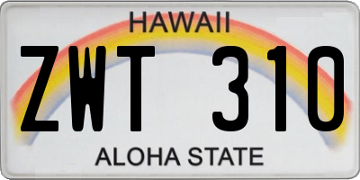 HI license plate ZWT310