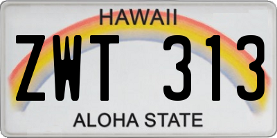 HI license plate ZWT313
