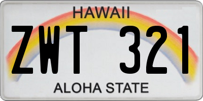 HI license plate ZWT321