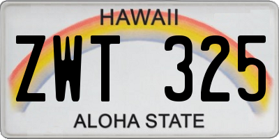 HI license plate ZWT325