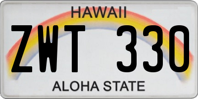 HI license plate ZWT330