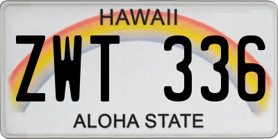 HI license plate ZWT336