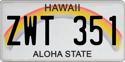 HI license plate ZWT351