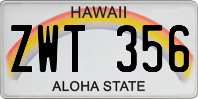 HI license plate ZWT356