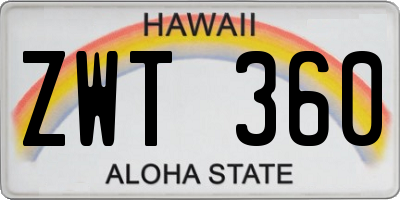 HI license plate ZWT360