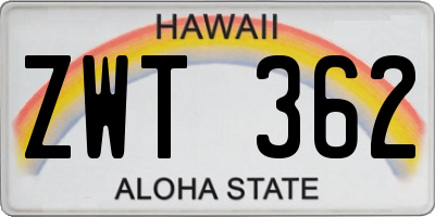 HI license plate ZWT362