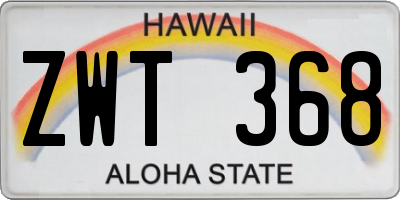 HI license plate ZWT368