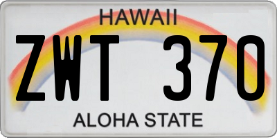 HI license plate ZWT370