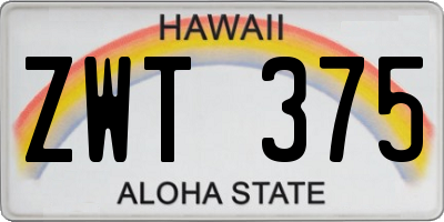 HI license plate ZWT375
