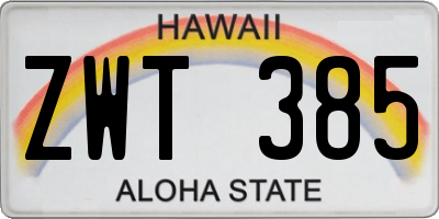 HI license plate ZWT385