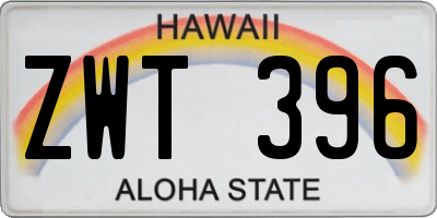 HI license plate ZWT396