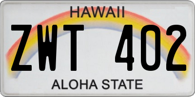 HI license plate ZWT402