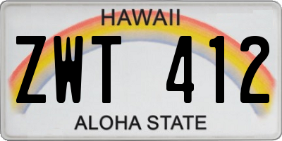 HI license plate ZWT412