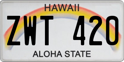 HI license plate ZWT420