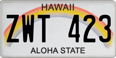HI license plate ZWT423