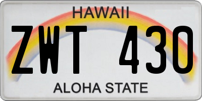 HI license plate ZWT430