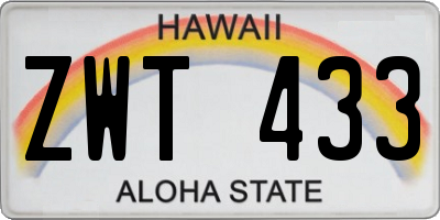 HI license plate ZWT433