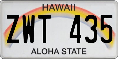 HI license plate ZWT435