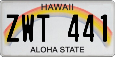HI license plate ZWT441