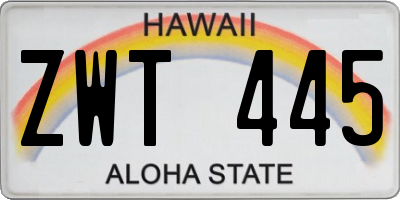 HI license plate ZWT445