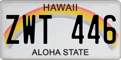 HI license plate ZWT446