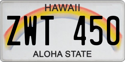 HI license plate ZWT450