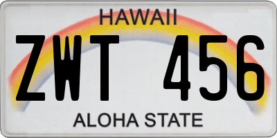 HI license plate ZWT456