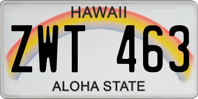HI license plate ZWT463