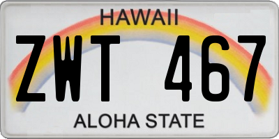 HI license plate ZWT467