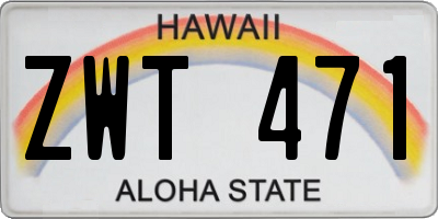 HI license plate ZWT471